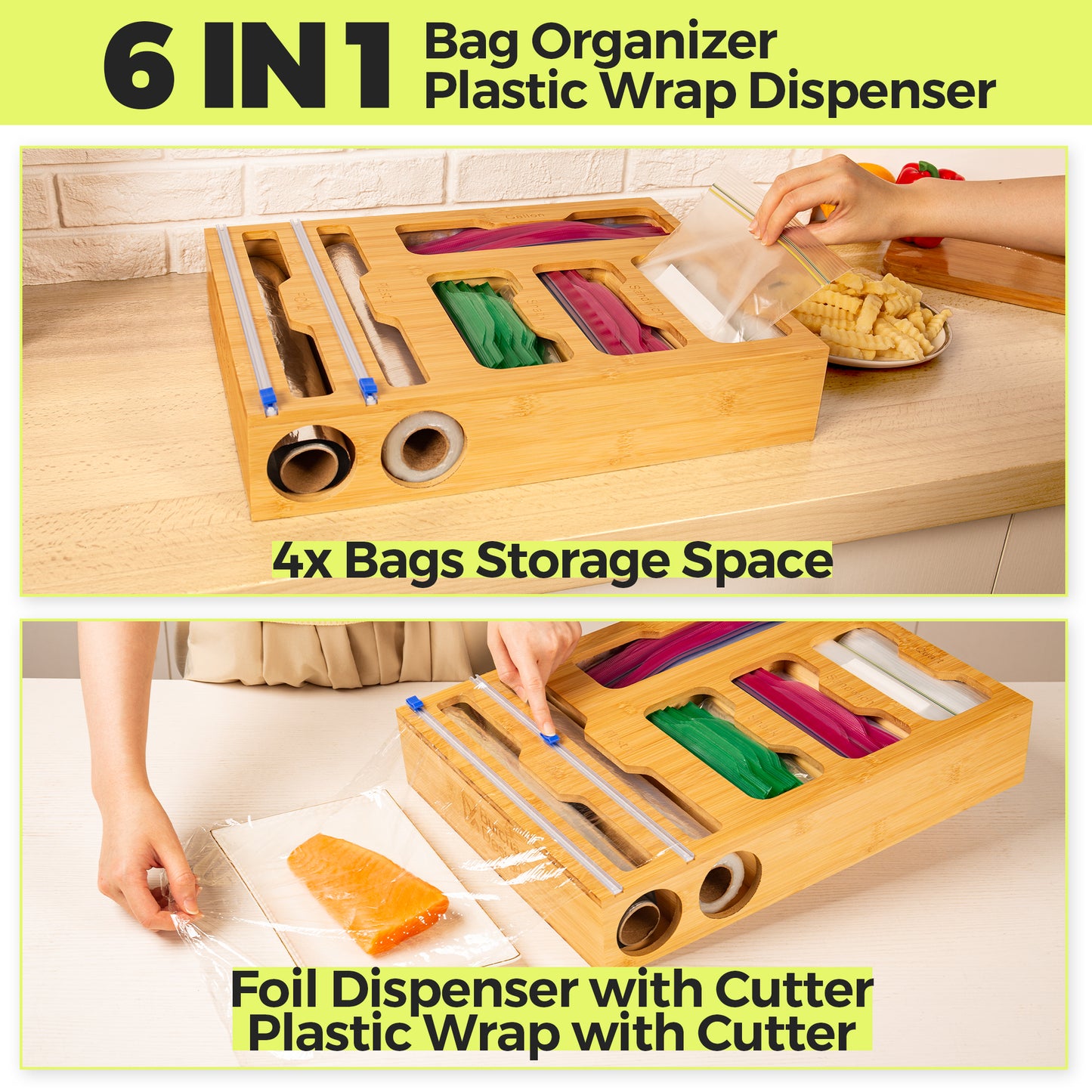 Burcha 6-in-1 Storage Bag Organizer for Ziplock Bag