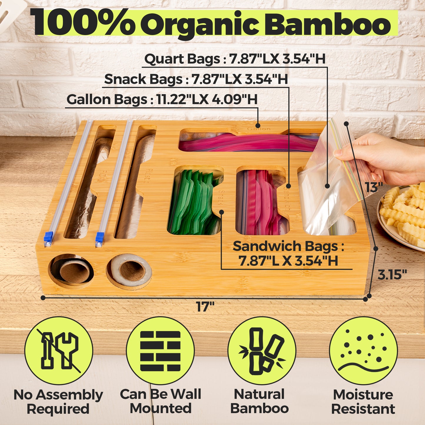 Burcha 6-in-1 Storage Bag Organizer for Ziplock Bag